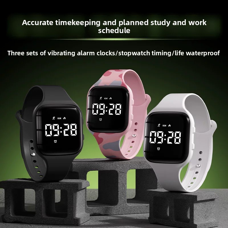 Running Watch - 子供向けLEDデジタル静音振動アラームスマートウォッチ。水泳に対応した防水仕様で、ティーンエイジャー向けのスポーツやランニングに最適。歩数計機能付き。