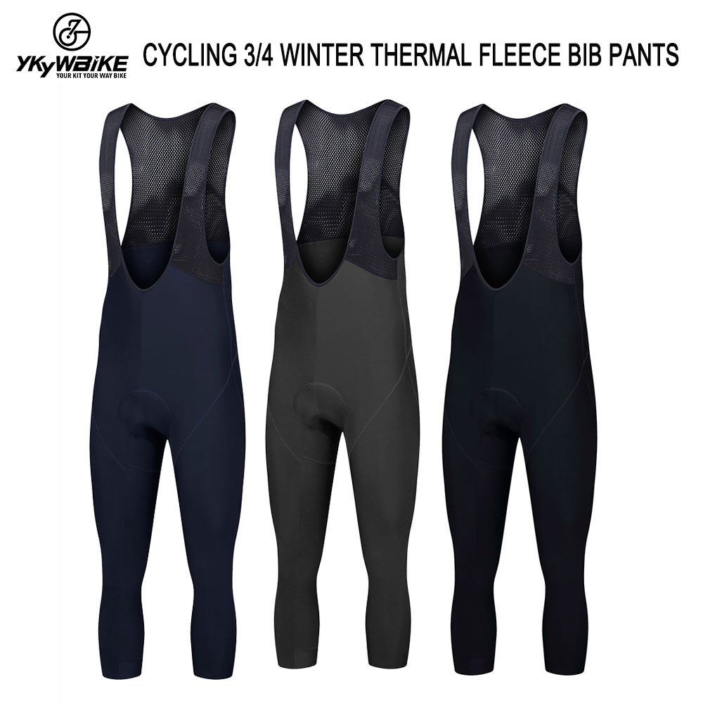 Race Bib - Ykywbike-メンズサイクリングビブパンツ,冬用サーマルフリースショーツ,6時間,高品質のロングサイクリングパンツ,3色,3/4