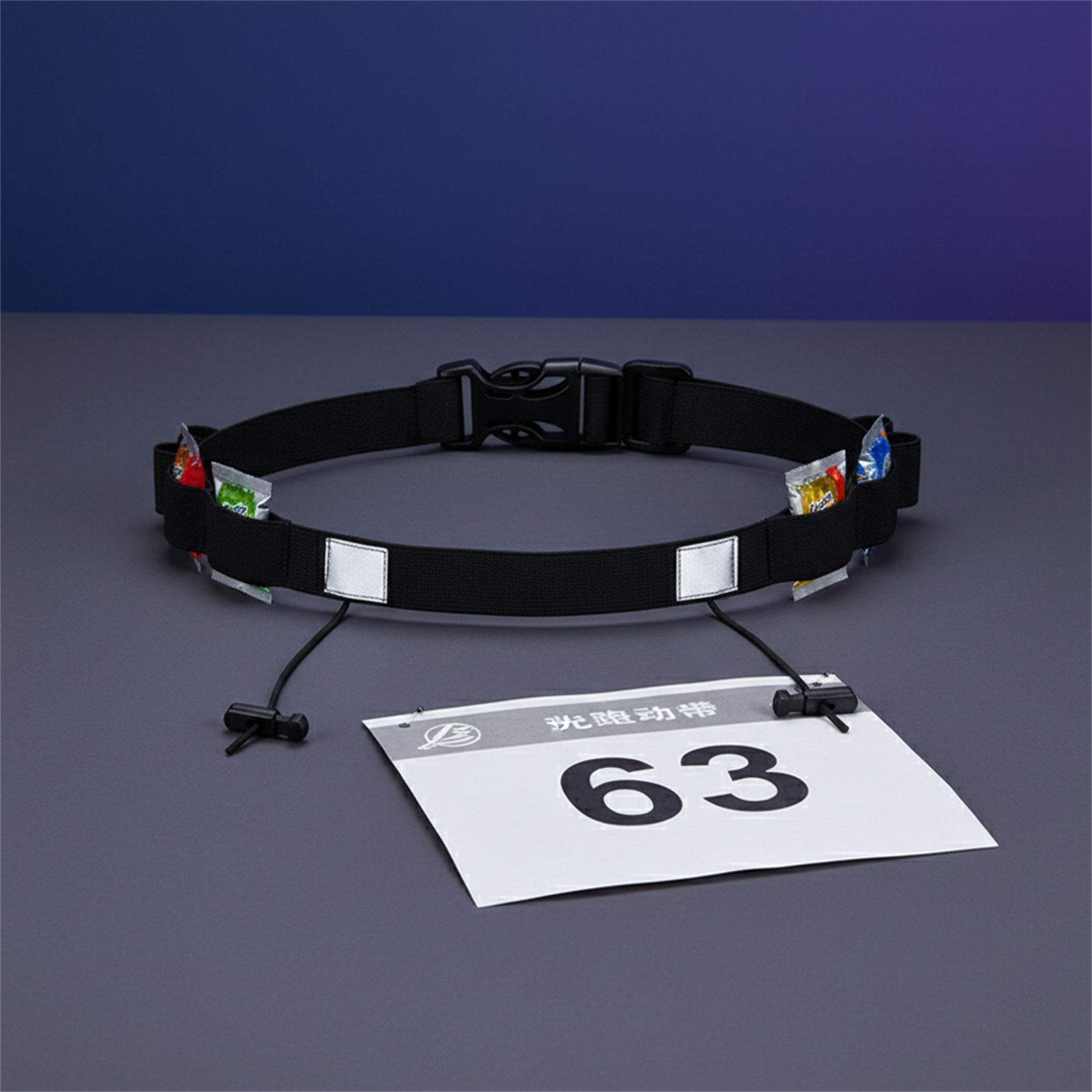 Race Bib - 反射材付きトライアスロンナイトランニング用ビブベルト（エナジージェル収納付き）