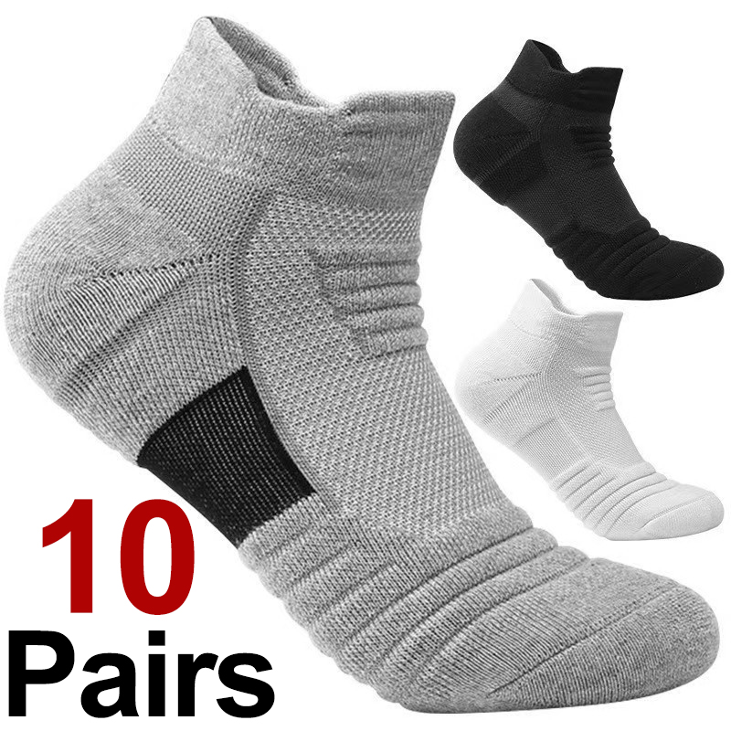 Sports Socks - 10 組のメンズ高品質ニットスポーツソックス汗吸収通気性衝撃吸収オールシーズンランニングバスケットボールソックス