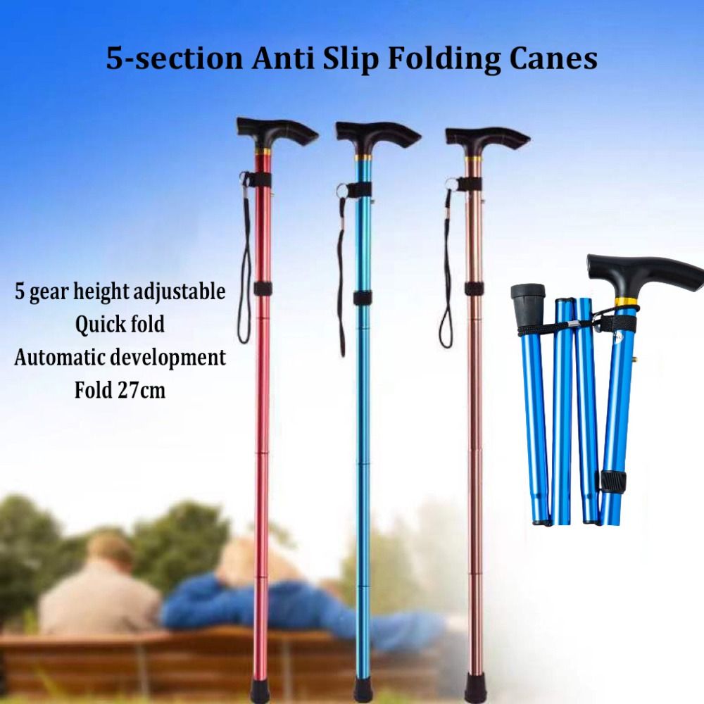 Trekking Pole Carbon - 軽量伸縮式トレッキングポール。5分割式で強度を高め、持ち運びやすく、長さ調節が可能。大人や高齢者向けの折りたたみ式杖。