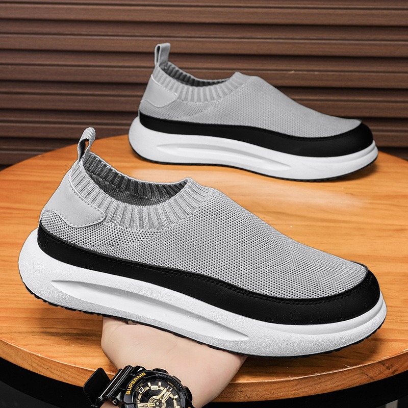 Running Shoes Men - 2025年新作 メンズシューズ 通気性メッシュ キャンバスシューズ ファッション 伸縮性ソックス