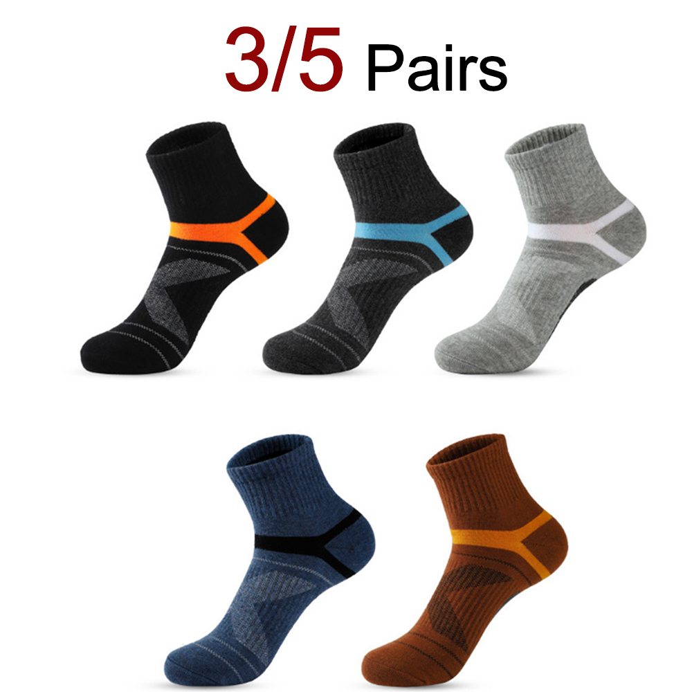 Sports Socks - 3/5 ペアのニュートラルランニングスポーツソックス、快適、通気性、防臭、汗吸収、オールシーズンバスケットボールカジュアルソックス