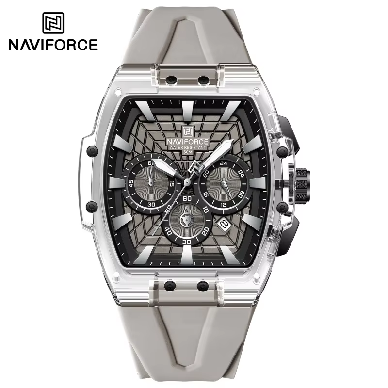 Running Watch - NF6113 NAVIFORCE メンズ多機能クロノグラフ腕時計 夜光針 カレンダー ランニングセコンド