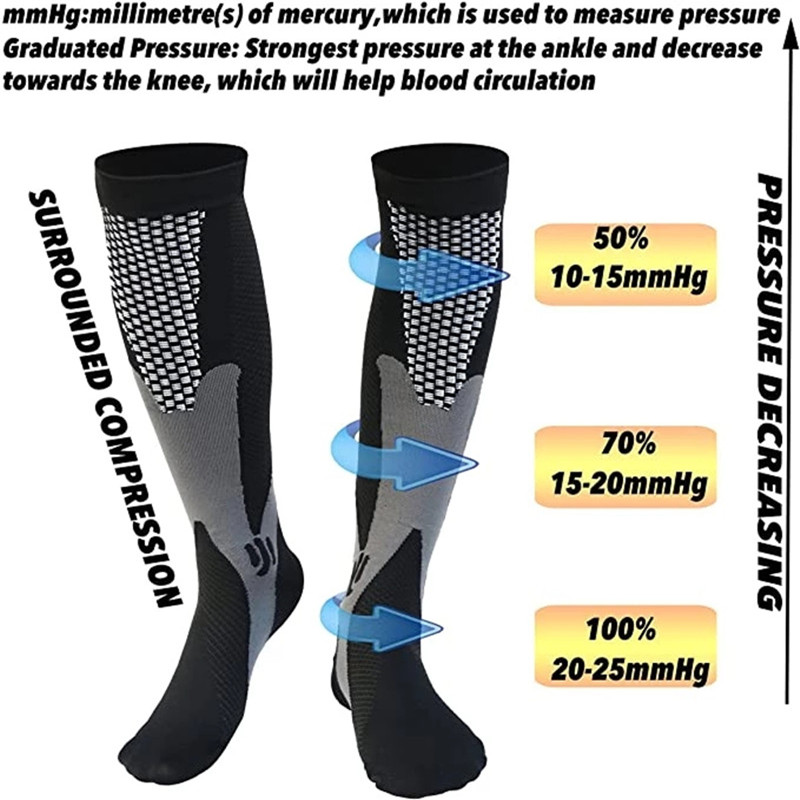 3 ペア/パック圧縮ソックスハイスポーツカーフソックス女性男 - Sports Socks のレビューと価格