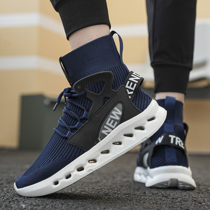 トレンドメンズハイカットソックスシューズ通気性メッシュ厚底ト - Running Shoes Men のレビューと価格