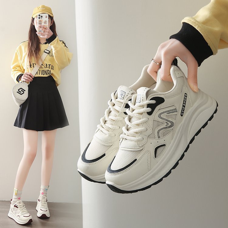 春と秋の女性用ホワイトスポーツシューズ2026新作軽量厚底ラ - Running Shoes Women のレビューと価格