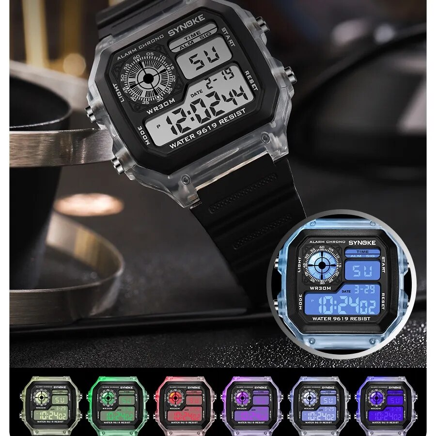 Synokeデジタル時計男性スポーツ用照明多機能防水クロノ腕 - Running Watch のレビューと価格