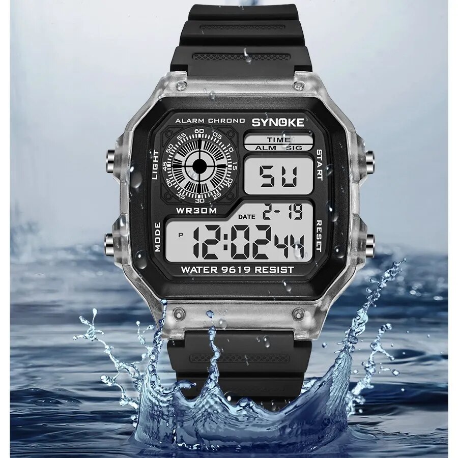 Synokeデジタル時計男性スポーツ用照明多機能防水クロノ腕 - Running Watch のレビューと価格