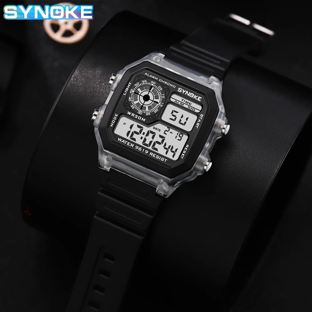 Synokeデジタル時計男性スポーツ用照明多機能防水クロノ腕 - Running Watch のレビューと価格