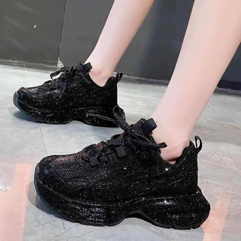 デザイナー女性ブリンブリンランニングシューズ分厚いスニーカー - Running Shoes Women のレビューと価格