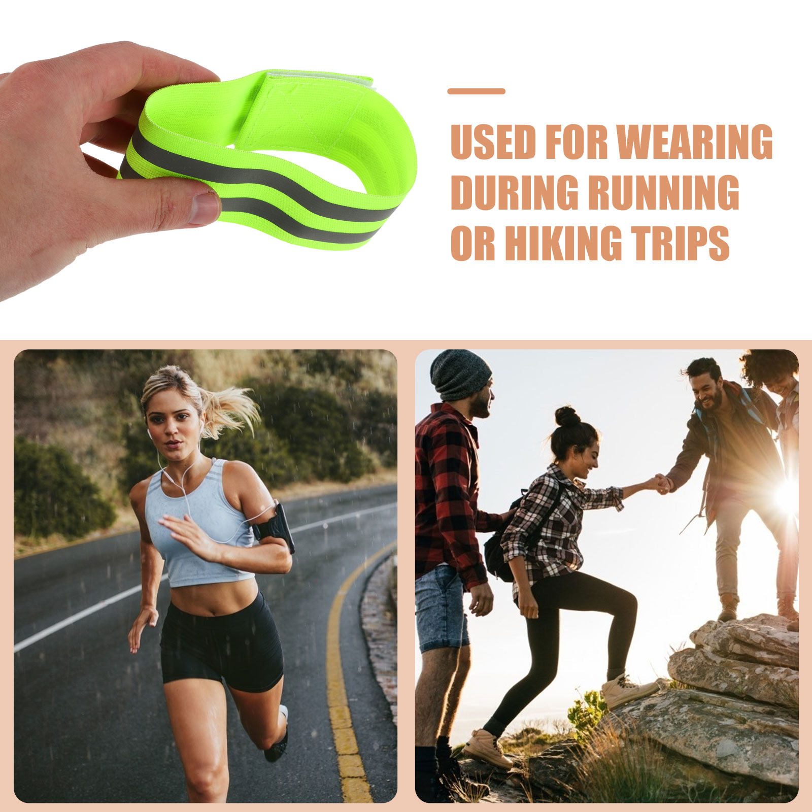 10個入り、高視認性反射素材を使用した伸縮性アームバンド。夜 - Running Visibility Gear のレビューと価格
