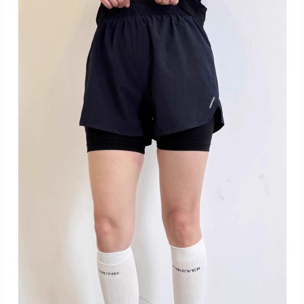 女性用2in1フィットネスショーツ、高弾性ヨガパンツ、速乾性 - Running Gear Junior のレビューと価格