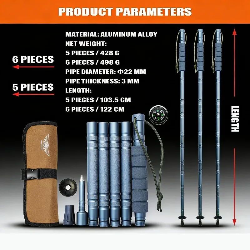 CEOI GWOK製、耐久性に優れた折りたたみ式アルミ製トレ - Trekking Pole Carbon のレビューと価格